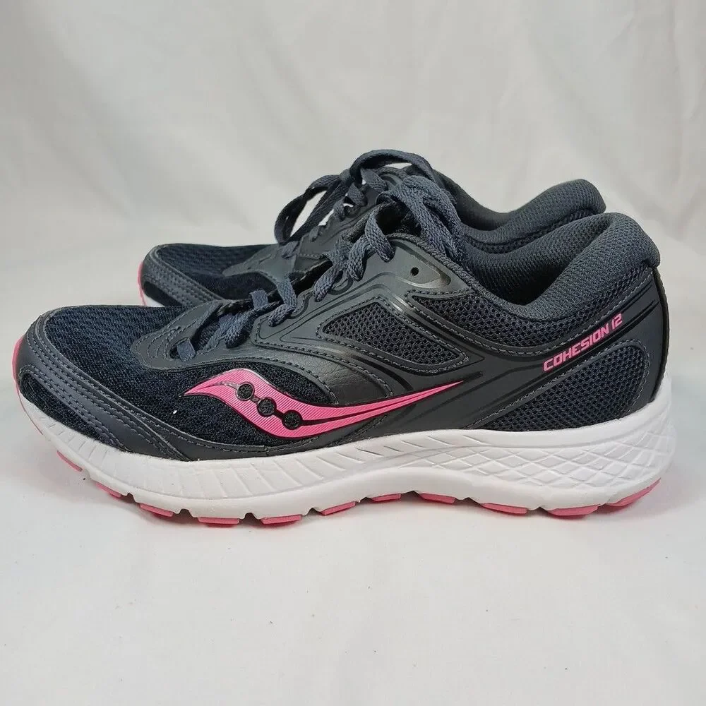 Saucony Cohesion 12 Women’s Running Shoes Size 7.5 Black/Pink, Lightweight